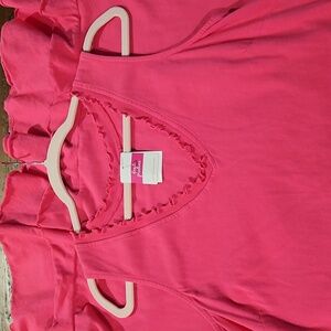 Nwt Sleeveless Pink Fresh Produce Ruffle-Hem V-Neck Dress